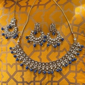 Elegant Gold and Blue Jewelry Set